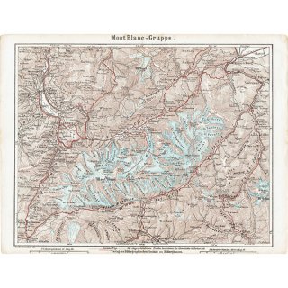 スイスのアンティークマップ モンブラン周辺（ドイツ語の古地図）025