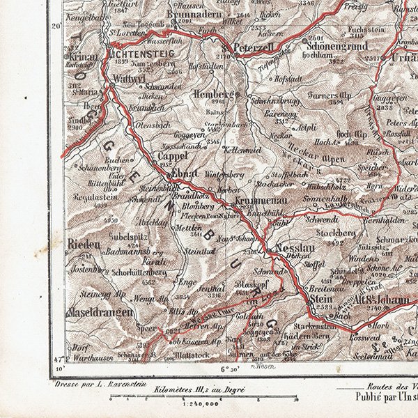 スイスのアンティークマップ ザンクト・ガレン周辺（ドイツ語の古地図）026