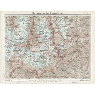 スイスのアンティークマップ ゴルナーグレチャー,モンテ・ローザ周辺（ドイツ語の古地図）031