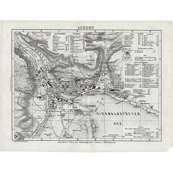 スイスのアンティークマップ ルツェルン（ドイツ語の古地図）036