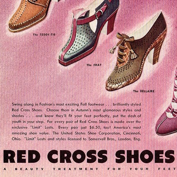 アメリカの1930年代ファッション雑誌よりレッドクロスシューズ Red Cross Shoes の広告 0135 アンティーク ヴィンテージの古いプリント 紙もの Comfy Design アメリカの1930年代ファッション雑誌よりレッドクロスシューズ Red Cross Shoes の広告 0135 アンティーク ヴィンテージの古いプリント 紙もの Comfy Design