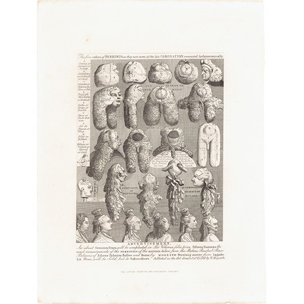 The Five Orders of Periwigs(ウィリアム・ホガース) 1820年 #067 - アンティークプリント ＆  ヴィンテージプリントなどの古いプリント・古い紙もの専門店 コンフィーデザイン