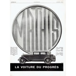 MATHIS（マティス）1929年クラシックカーのヴィンテージ広告 0048