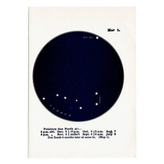【天文学】星座アンティークプリント（北斗七星/北極星 MAP1） 0054