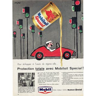 SAVIGNAC（レイモン・サヴィニャック） mobil oil ヴィンテージ広告 1958年 0208