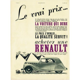 ルノー(RENAULT) 1937年 フレンチヴィンテージ広告  0086