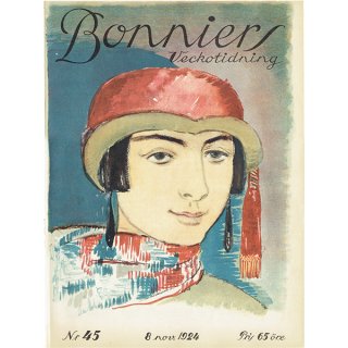 スウェーデンの古い雑誌表紙 Bonniers 1924-11-8 Nr45 (ヴィンテージプリント) 0224