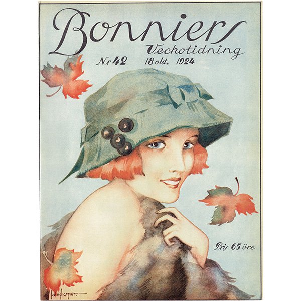 スウェーデンの古い雑誌表紙 Bonniers 1924-10-18 Nr42 (ヴィンテージプリント) 0231