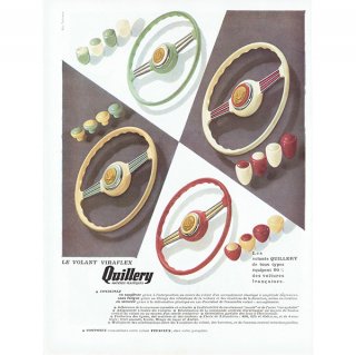 フランス ヴィンテージ広告 / Quillery ステアリングホイール シフトノブ 1950年 0290