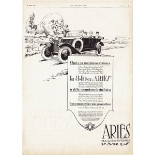 クラシックカー フレンチヴィンテージ広告 / ARIES 1925年  0113