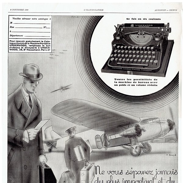 フレンチヴィンテージ広告 / タイプライター（UNDERWOOD） 1929年 0278