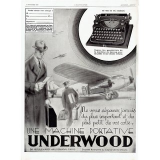 フレンチヴィンテージ広告 / タイプライター（UNDERWOOD） 1929年 0278
