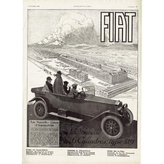 FIAT（フィアット）クラシックカー 1924年 / フレンチヴィンテージ広告  0116