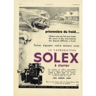 SOLEX（ソレックス）キャブレター 1933年 / フレンチヴィンテージ広告  0117