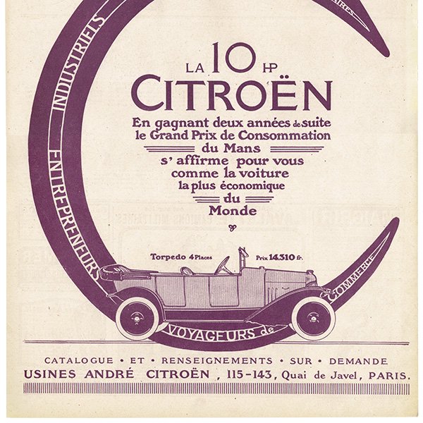 クラシックカー フレンチヴィンテージ広告 / Citroën シトロエン 1921年  0123