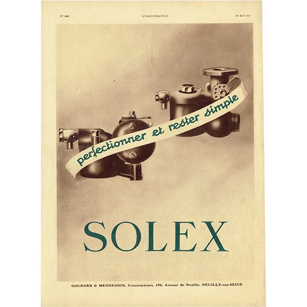SOLEX（ソレックス）キャブレター 1931年 / フレンチヴィンテージ広告 0134<img class='new_mark_img2' src='https://img.shop-pro.jp/img/new/icons5.gif' style='border:none;display:inline;margin:0px;padding:0px;width:auto;' />