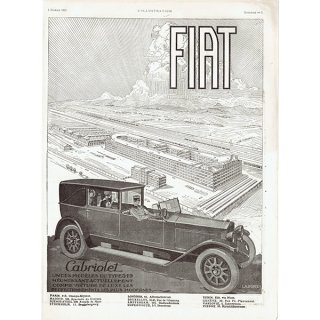 クラシックカー フィアット（FIAT） カブリオレ 1925年 / フレンチヴィンテージ広告 0140