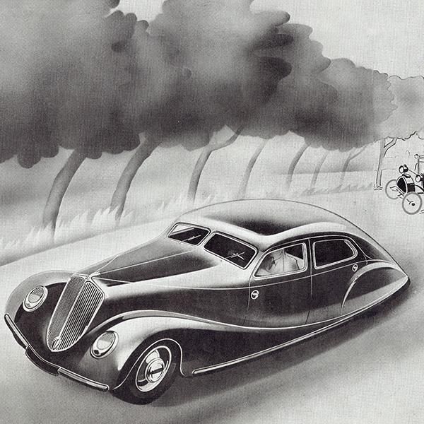 クラシックカー ルノー（RENAULT） 1934年 / フランスの古い広告