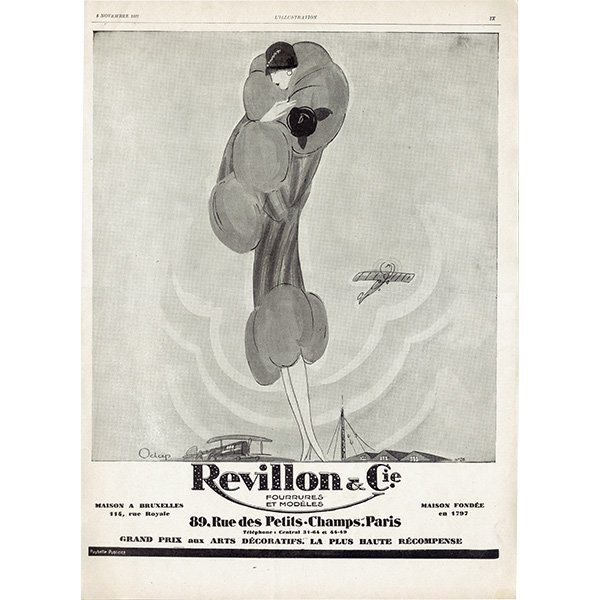ファッション（Revillon） 1927年 フランスの古い広告（ヴィンテージ広告） 0287
