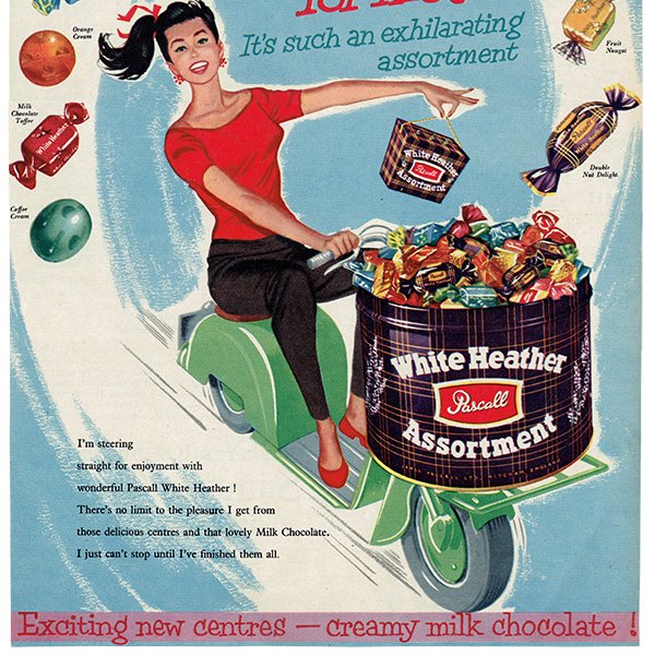 Pascall White Heather / チョコレートアソート 1950年代 イギリスの古い広告（ヴィンテージ広告） 0292