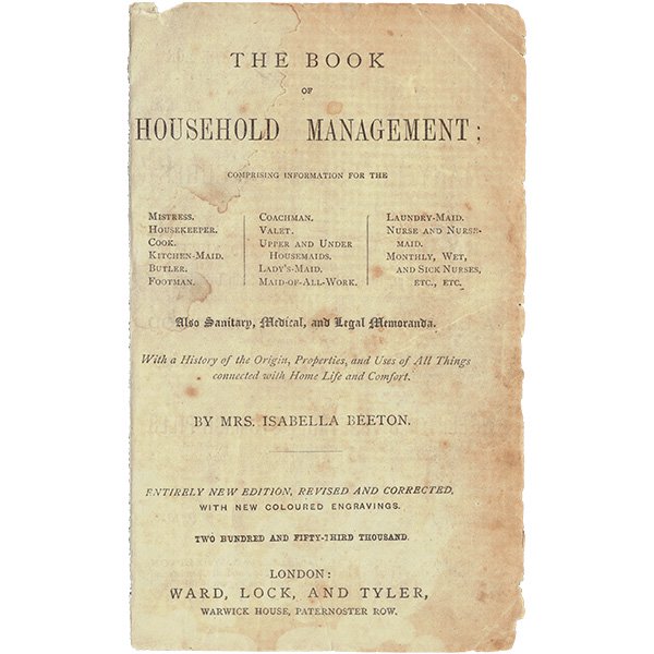 ӡȥ׿ͤβܡThe Book of Household Management 1869ǯ ꥹƥץ  0001