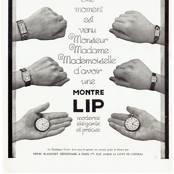 フランスの時計ブランド LIP（リップ） 1929年のフランスの古い広告（ヴィンテージ広告） 0298