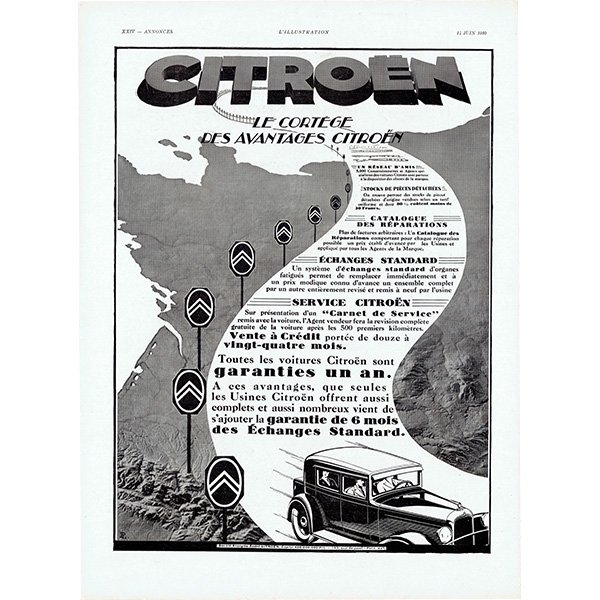 クラシックカー シトロエン（Citroën） 1930年 / フランスの古い広告（ヴィンテージ広告） 0150