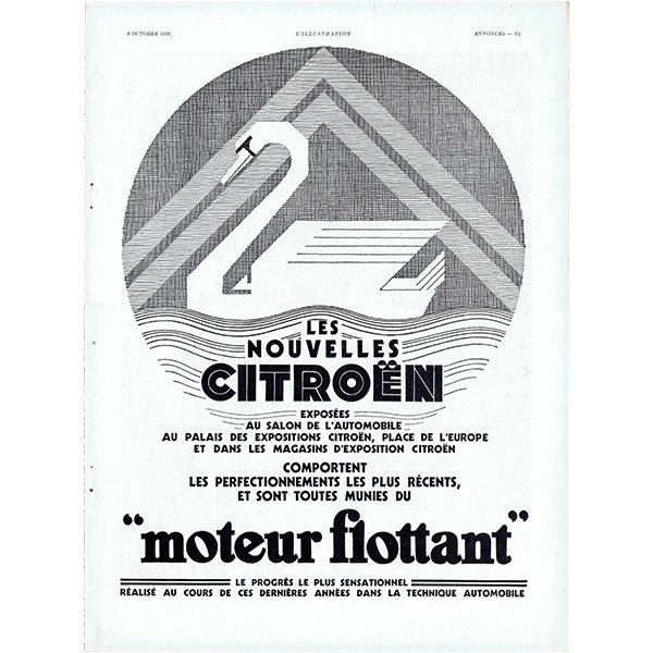 クラシックカー シトロエン（Citroën）白鳥ロゴ 1932年 / フランスの古い広告（ヴィンテージ広告） 0152