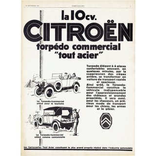 クラシックカー シトロエン（Citroën）1926年 / フランスの古い広告（ヴィンテージ広告） 0154