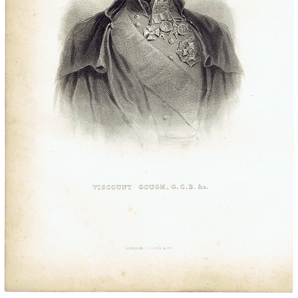 HISTORY OF ENGLAND（イングランド史）VISCOUNT GOUGH, G. C. B. &c.（ヒュー・ゴフ/初代ゴフ子爵） イギリス アンティーク 肖像画 版画 016
