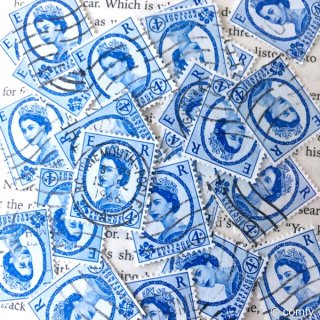 英国のエリザベス2世（エリザベス女王） イギリスの使用済み古い切手 青白系 10枚セット