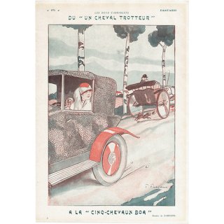 クラシックカー 1927年 / フランスの古い雑誌の挿絵 （ファビアン・ファビアーノ/Fabien Fabiano） 0142