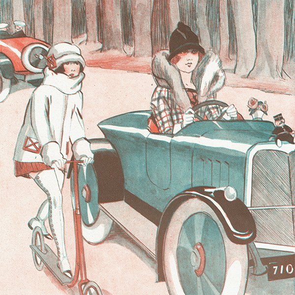 クラシックカー 1925年 / フランスの古い雑誌の挿絵 （ファビアン・ファビアーノ/Fabien Fabiano） 0158
