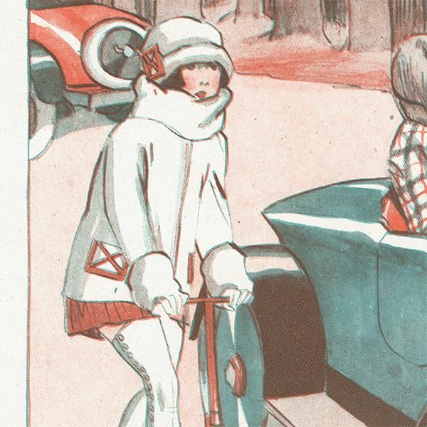 クラシックカー 1925年 / フランスの古い雑誌の挿絵 （ファビアン