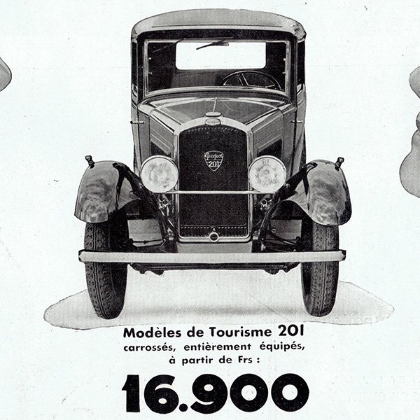 クラシックカー プジョー201（PEUGEOT） 1931年 / フランスの古い広告（ヴィンテージ広告） 0160