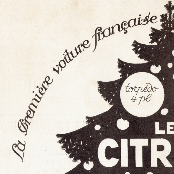 クラシックカー シトロエン（Citroën）クリスマス 1922年 / フランスの古い広告（ヴィンテージ広告） 0161