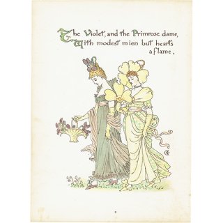 ウォルター・クレイン 「FLORA'S FEAST（フローラの饗宴）」 1889年 初版 | ヴァイオレットとプリムローズの貴婦人（Violet and Primrose）
