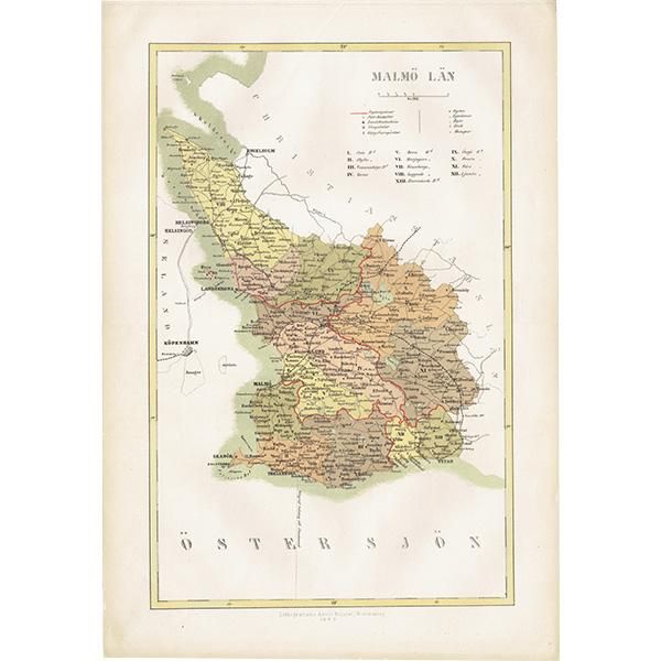 スウェーデン アンティーク マップ（地図）マルメ（Malmö）039