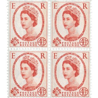 英国のエリザベス2世（エリザベス女王）イギリス 未使用 田形 古い切手 オレンジ系