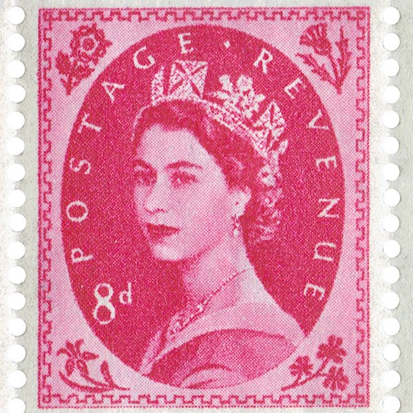 英国のエリザベス2世（エリザベス女王）イギリス 未使用 田形 古い切手 ピンク系