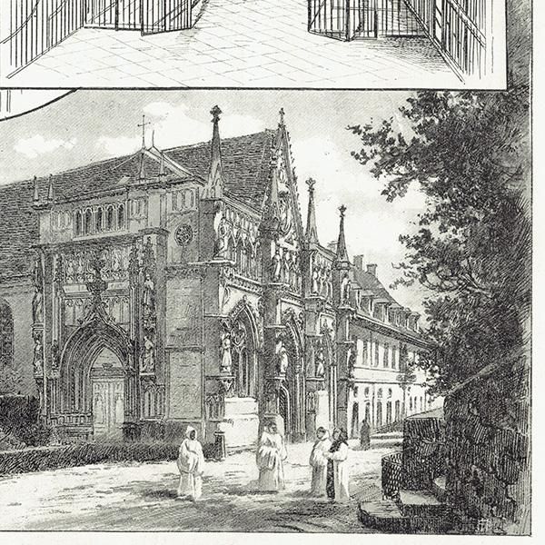 オートコンブ修道院 フランス アンティークプリント 1903年 1101 オートコンブ修道院 フランス アンティークプリント 1903年 1101