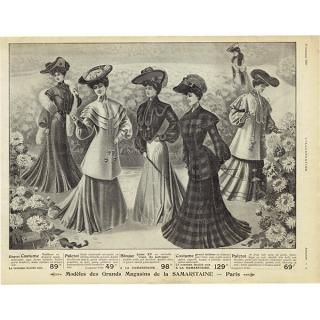 フランスアンティークファッションプレート銅版画19C中期頃 gh