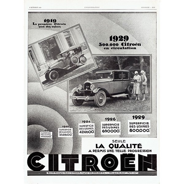 クラシックカー シトロエン（Citroën）1929年 / フランスの古い車の広告（ヴィンテージ広告） 0165