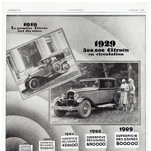 クラシックカー シトロエン（Citroën）1929年 / フランスの古い車の広告（ヴィンテージ広告） 0165