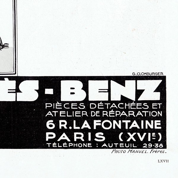 メルセデス・ベンツ(mercedes-benz)  クラシックカー 1929年 フレンチヴィンテージ広告 0168