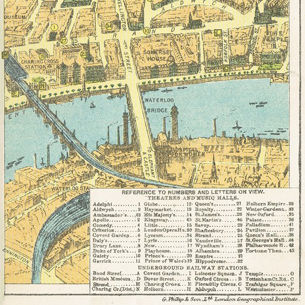 1920年代 ロンドン  ヴィンテージマップ（地図）THEATRE AREA of LONDON | 048