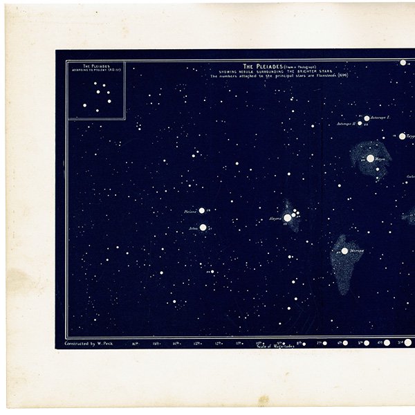 天文学】 プレアデス星団 The Pleiades 1890年 イギリス アンティーク