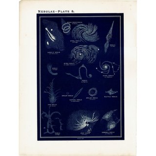 【天文学】 星雲 Nebulae 1890年 イギリス アンティーク プリント | 0062