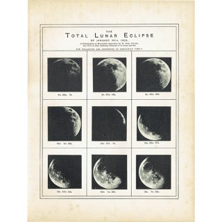 【天文学】 1888年1月28日の皆既月食 Total Lunar Eclipse 1890年 イギリス アンティーク プリント | 0065