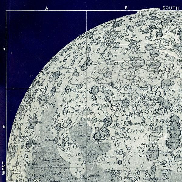 天文学】 月の図 Chart of the Moon 1890年 イギリス
